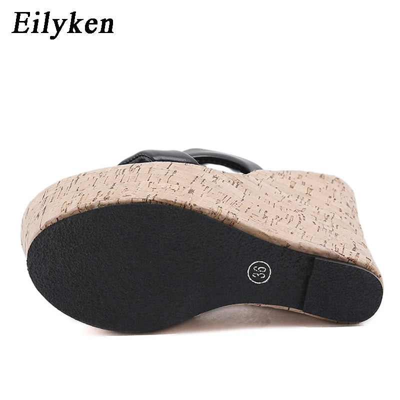 Eilyken Super High Heels Women Wedge Slippers Fashion Gladiator Roman Open Toe Platform Sandals Summer Female Party Shoes