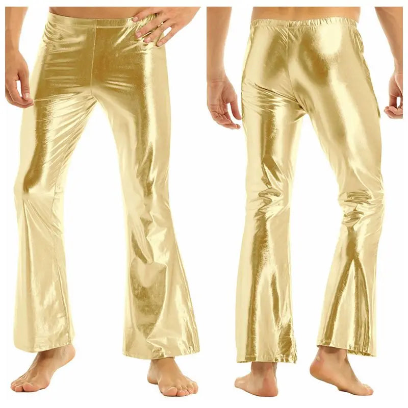 Men's Metallic Disco Pants Bell Bottom Flared