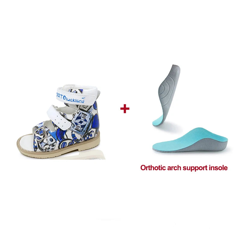 Ortoluckland Children Sandals Summer Orthopedic Buckle Strap Shoes Boys Printed Arch Support Flatfoot Footwear Size20 To32