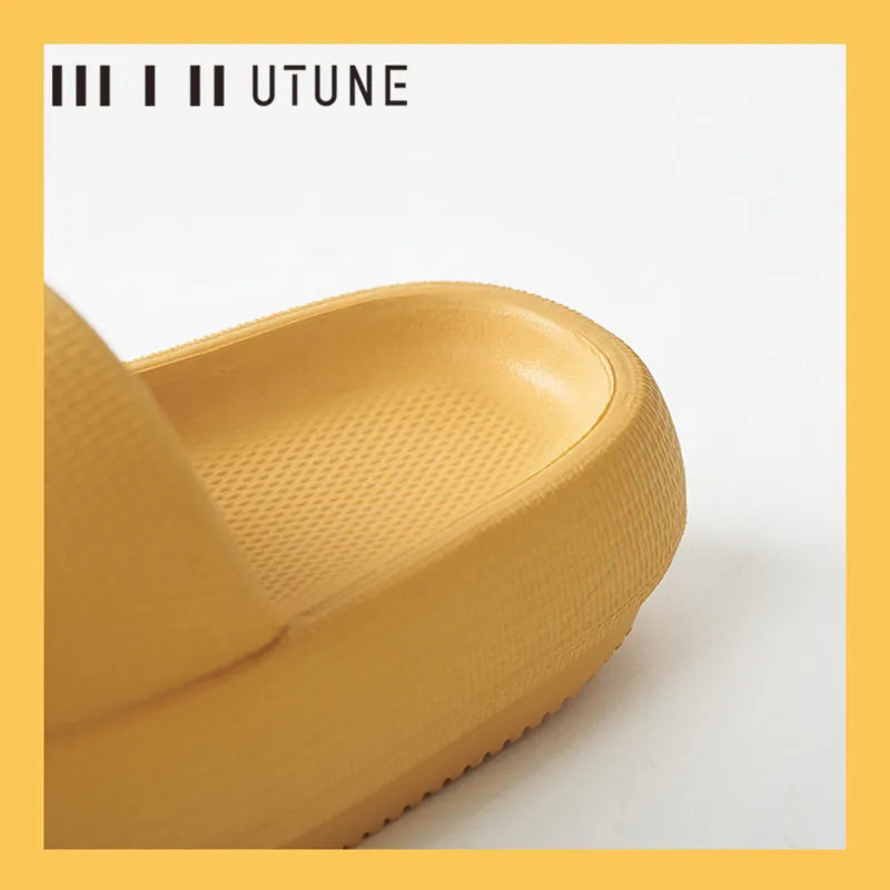 UTUNE 4.5CM Sandal Slides Women Men Couple Thick Sole Soft Indoor Platform House Shoes Men Bathroom Home Summer EVA Non-slip San
