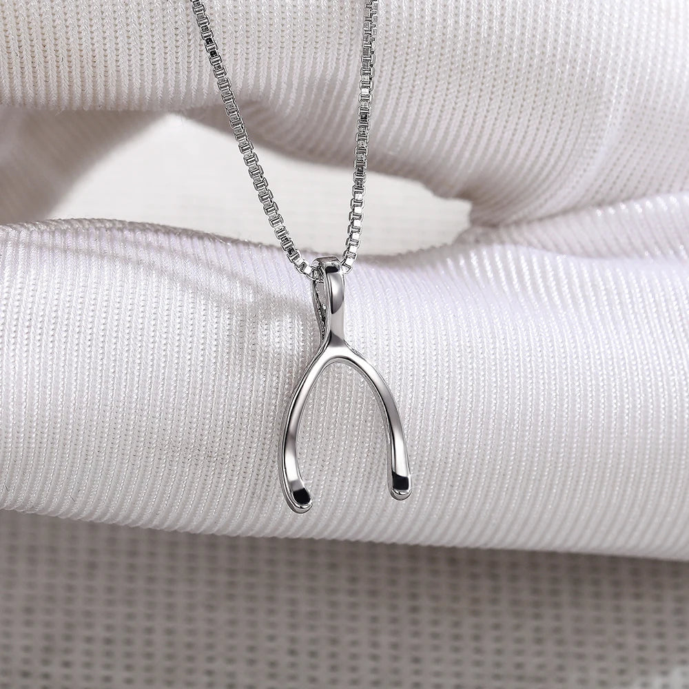 CAOSHI Exquisite Women's Wishbone Pendant Necklace Silver Color Engagement Party Jewelry Sweet Temperament Gifts Hot Selling