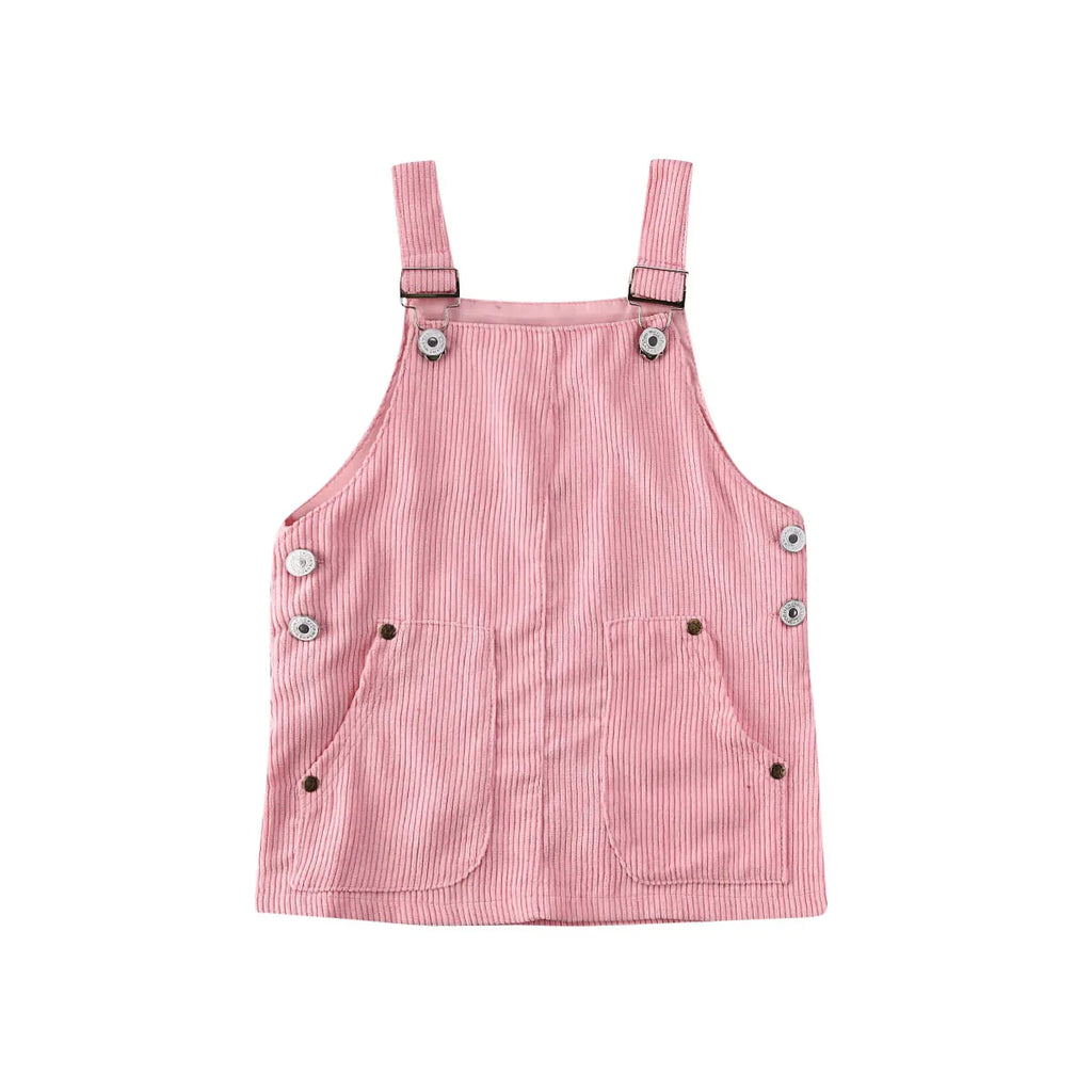 Baby Summer Clothing 0-5T Toddler Kids Baby Girl Mini Retro Dress Strap Corduroy Dress Suspenders Solid Overalls