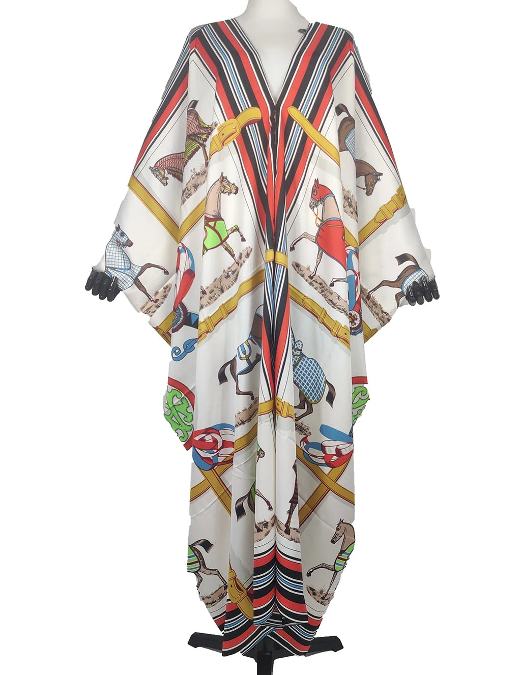 African fashion Designer Twill Silk Animal Printed Swimwear Kaftan Dress Oversized Europe Blogger Streetwear Muslim Lady Abaya