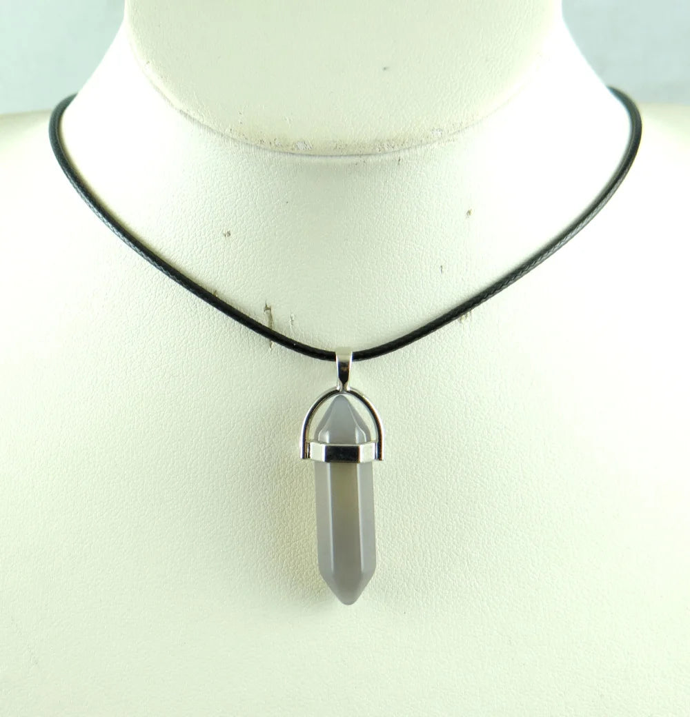 Natural stone Quartz crystal Turquoise tiger eye aventurine Hexagonal column pendulum Pendant for diy Jewelry making necklace