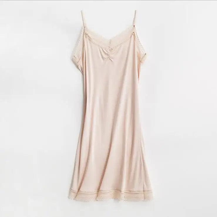 Summer High Quality 100% Natural Mulberry Silk Nightgowns Women Sexy Sleep Nightdress Lingerie Ladies Nightshirt Bottoming Slips