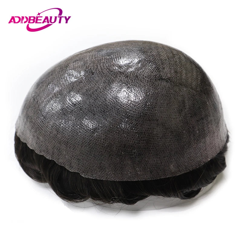 ISKIN Men Toupee Human Hair Full PU 0.12cm Men's Capillary Prosthesis With Knots Indian Remy Hair System Unit Natural Hair Wigs