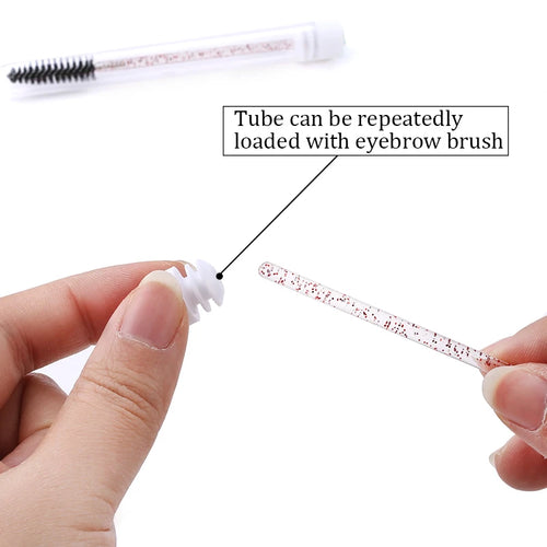 100PCS Disposable Eyelash Brushes Tubes With Lash Mascara Wands Sparkling Lash Spoolies Brush Container Dust-proof Makeup Tool