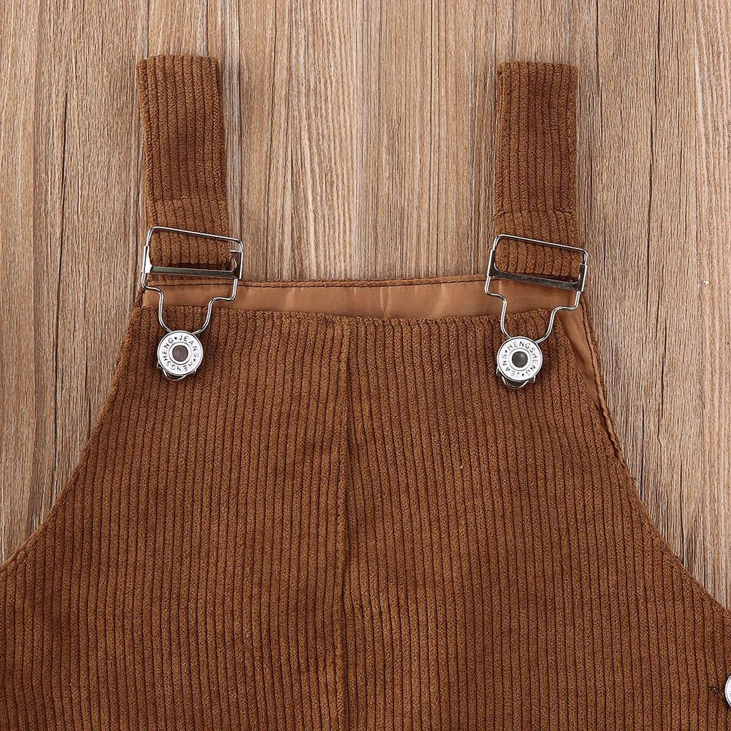 Baby Summer Clothing 0-5T Toddler Kids Baby Girl Mini Retro Dress Strap Corduroy Dress Suspenders Solid Overalls