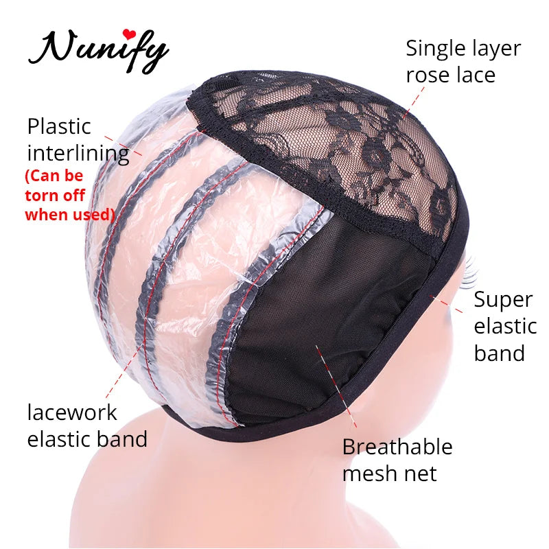 Nunify Lace Adjustable Wig Caps Weave Breathable Durable Hot Black Free Size Black Lace Front Wig Caps For Making Wigs Hairnet