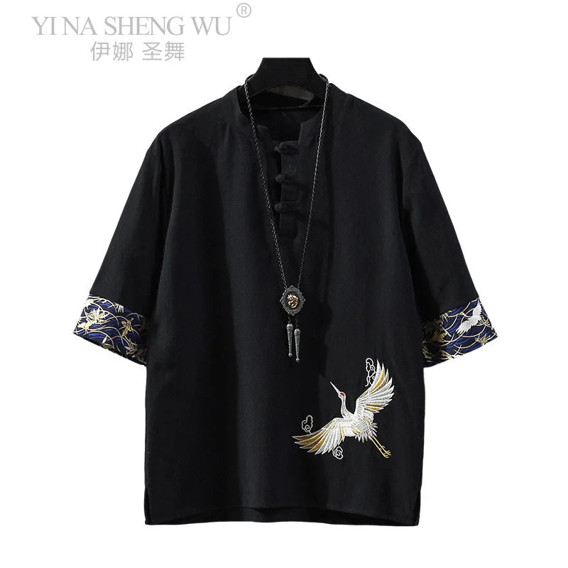 Chinese Style Linen T-shirt Tang Shirt Kimono