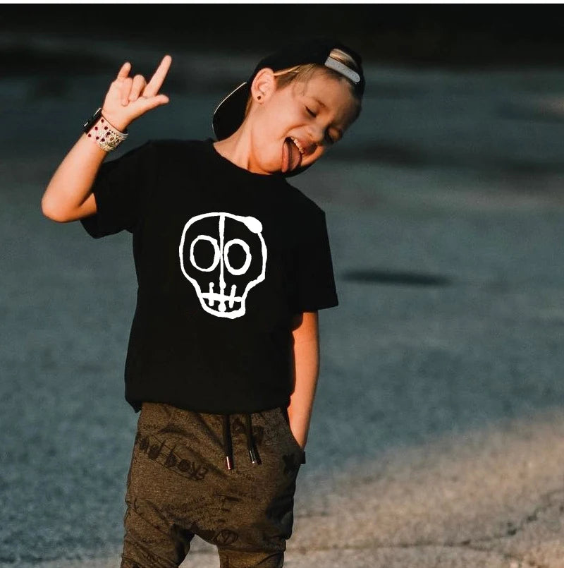 Children's Cotton T-Shirt Skull Print 2-10Y 2024