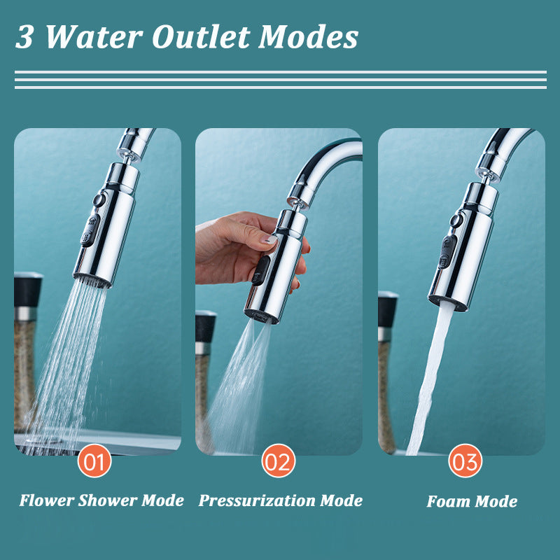3-Mode Swivel Kitchen Faucet Bubbler