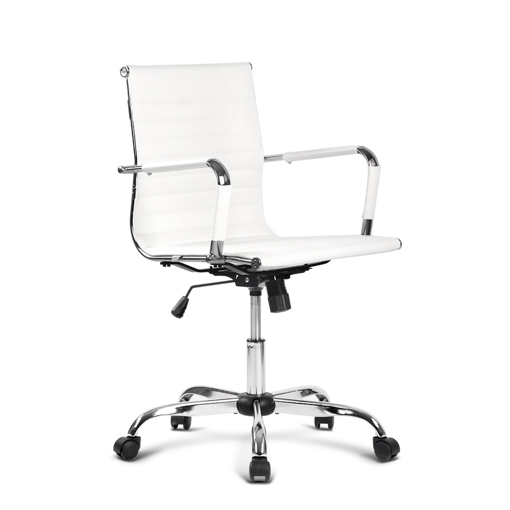 White Gaming Office Chair Mid Back