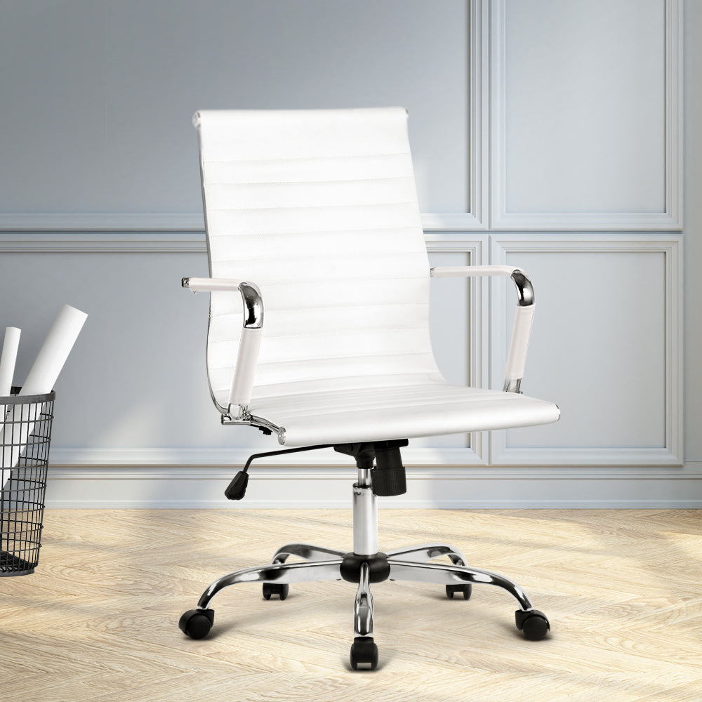 White Gaming Office Chair Mid Back