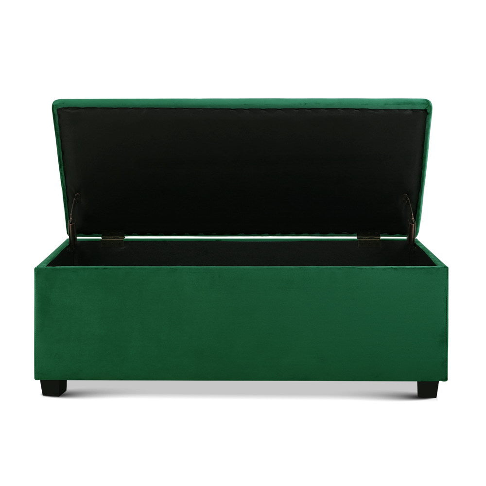 NNEDSZ Storage Ottoman Blanket Box Velvet Foot Stool Rest Chest Couch Toy Green