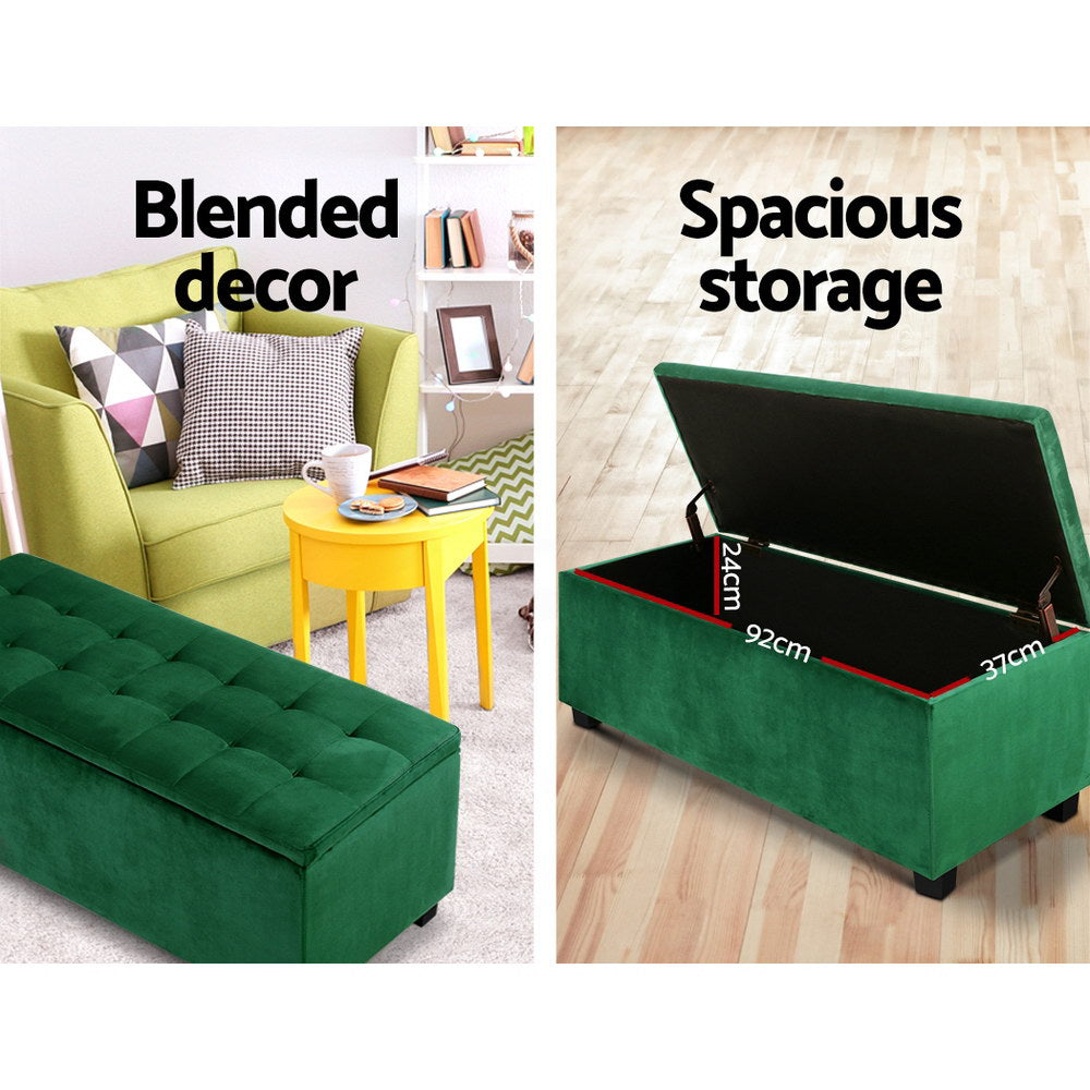 NNEDSZ Storage Ottoman Blanket Box Velvet Foot Stool Rest Chest Couch Toy Green