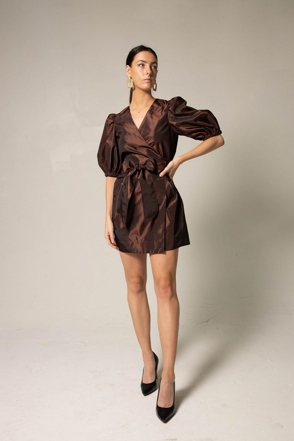 Power Bordeaux Red Wrap Dress – Elegant Women’s Dress