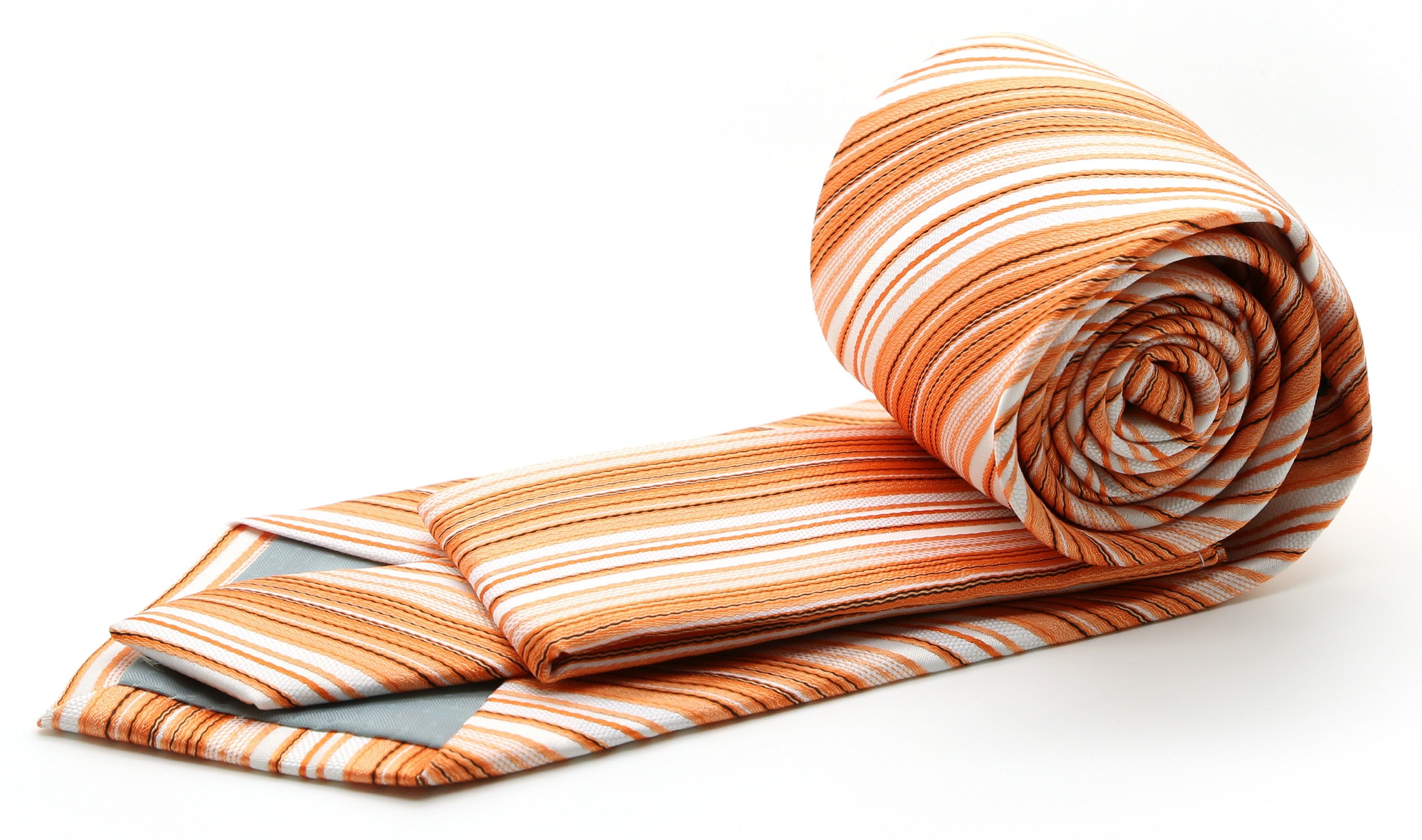 Mens Dads Classic Orange Striped Pattern Business Casual Necktie & Hanky Set S-4-1