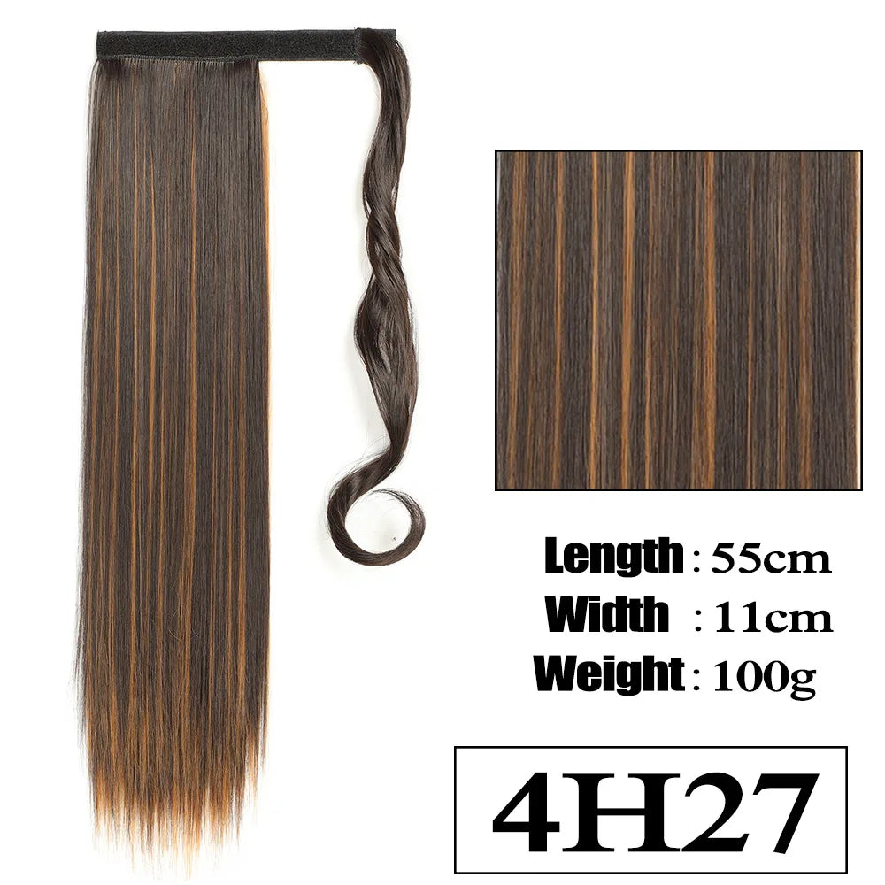 VIVIEIEI Ponytail Hair Extension 22 Inch 100g Natural Black Ponytail Extension Clip in Wrap Around Hair Extension Hairpieces