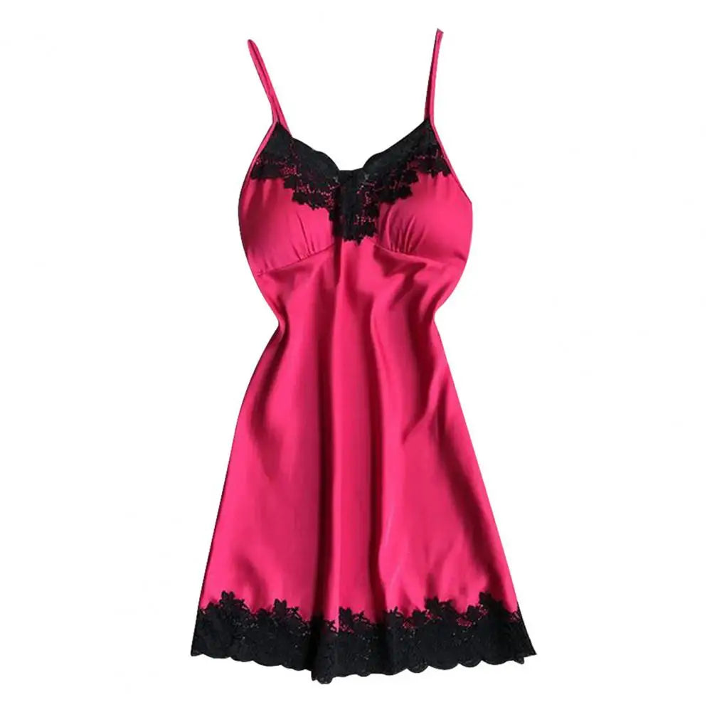 Summer Night Dress Women Sleepwear Nightwear Pure Color Lace Nightdress for Women Sleeping Nightgown Pajamas пижама женская