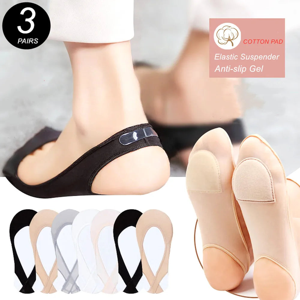 Invisible Boat Socks Non Slip Silicone 3 Pairs