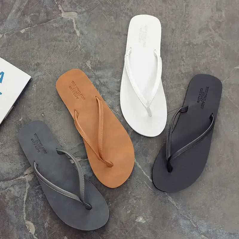 Fashion New Summer Non Slip Comfortable EVA Sole Soft Slippers Men's Flip Flops for Beach Daily 2025 Lovers Slipper Shoes Home