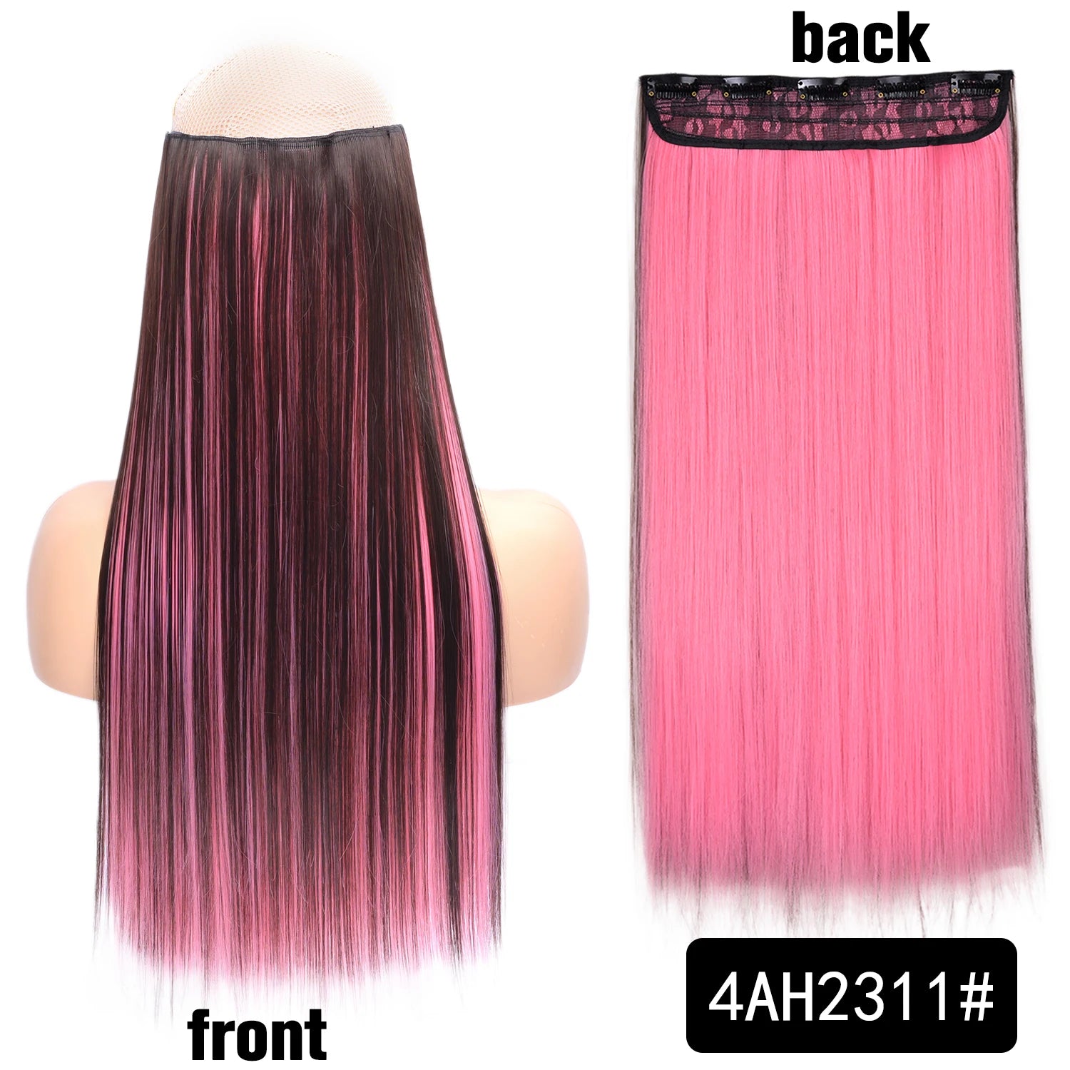 5 Clip-In Hair Extensions Long Straight One Piece Synthetic Heat-Resistant Fibre Hairpiece 22Inch Black Blonde Natural Hairstyle