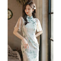 2024 Summer Cheongsam New Fairy Young Style Elegant Retro Qipao Girl Small Fresh Length Modern Oriental Dress