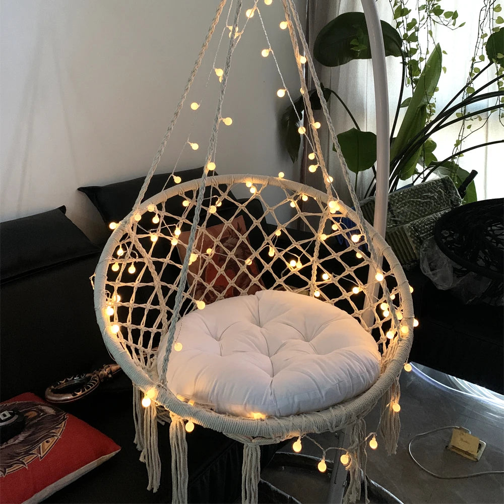 150 KG Nordic Garden Swing 그네 Cotton Rope Hammock Hanging Chair Handmade Knitted Indoor Outdoor كرسي Swing Bed Outdoor Furniture