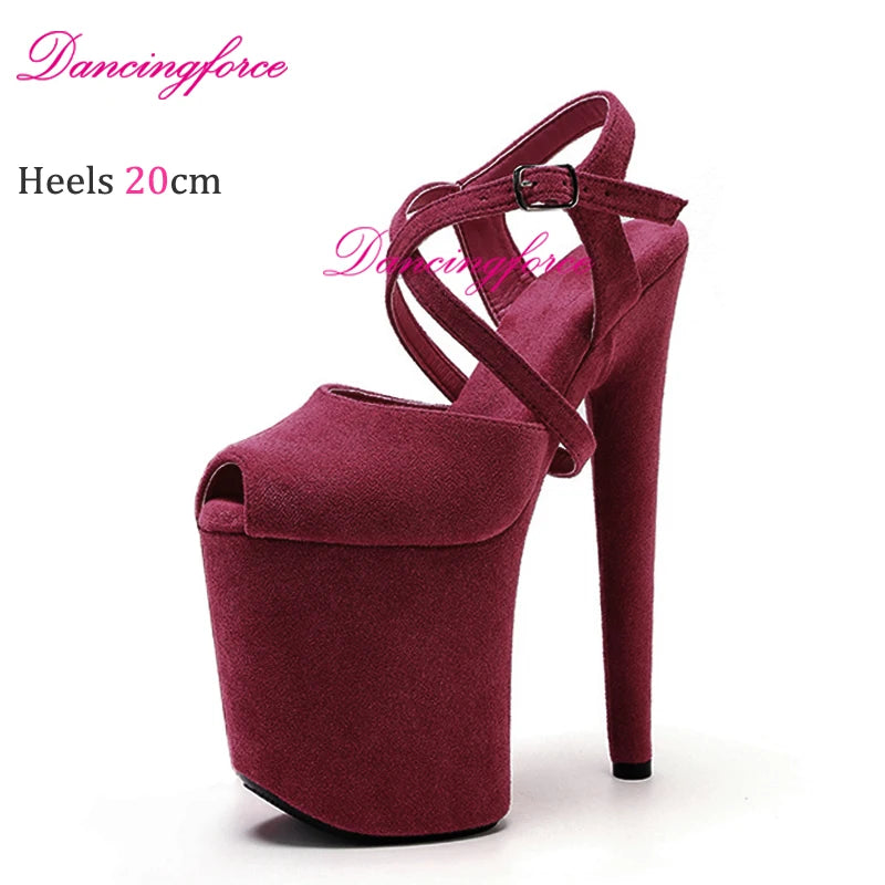 Black Matt 8Inches 20cm Popular Stripper Pole Dance Shoes Sexy Platform High Heels Women Summer Cross Strips Sandals Female