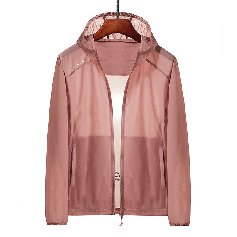 Plus Size 8xl Summer Zip Pockets Uv Sun Protection Skin Coats Men Breathable Nylon Ultra-light Windbreaker Hooded Casual Jackets