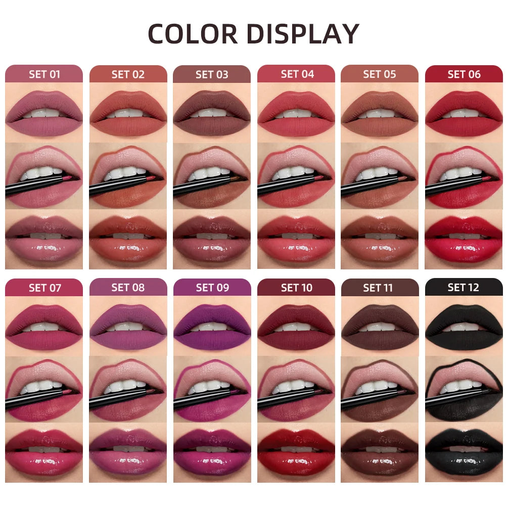 Matte Liquid Lipstick Lip Liner Set 3pcs