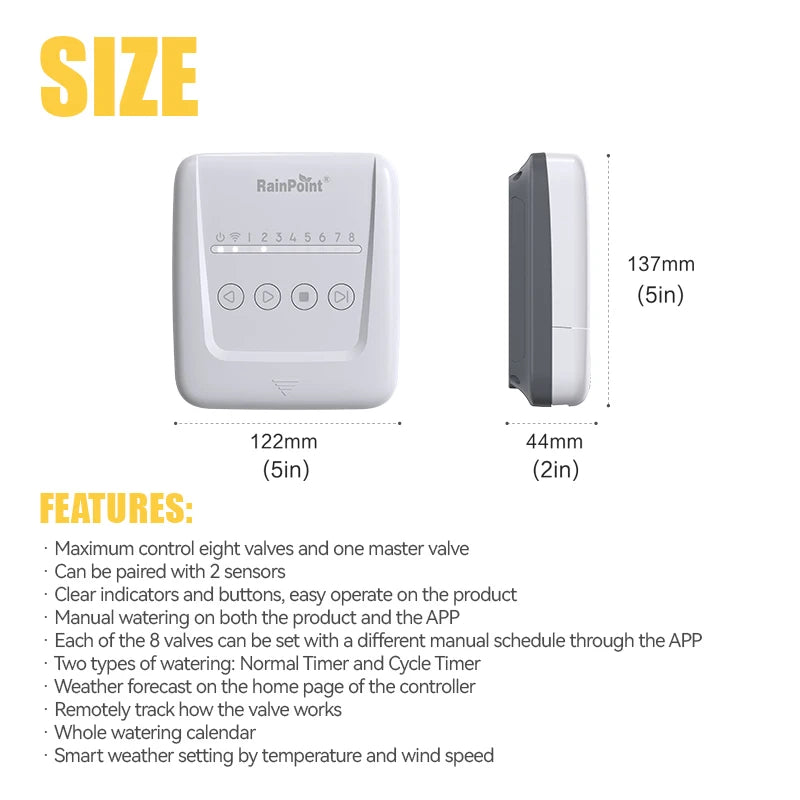 8 Zone Smart WiFi Sprinkler Controller