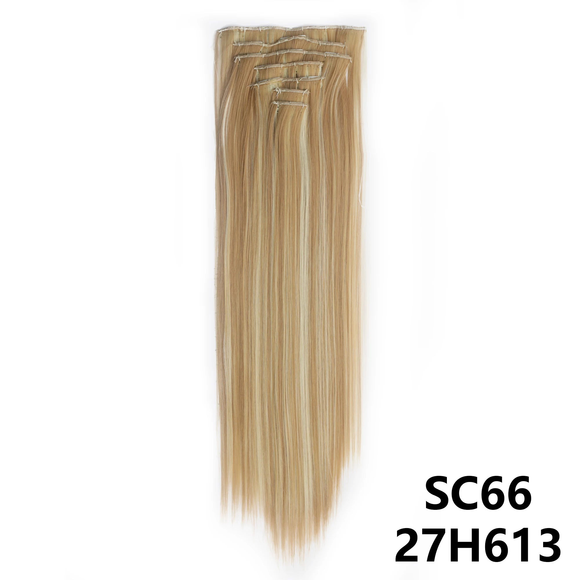 Long Straight Synthetic 16 Clips In Hair Extensions 7Pcs/Set High Temperature Fiber Black Brown Blonde Hairpiece For Women
