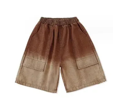 Sets Kids Showing Cool Tee Street Dance Child Jazz Costumes Boys Hip Hop Brown T-shirt Girls Loose Print Cargo Shorts Clothes