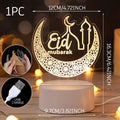 Eid Mubarak 3D LED Lamp Ramadan Night Light 2025
