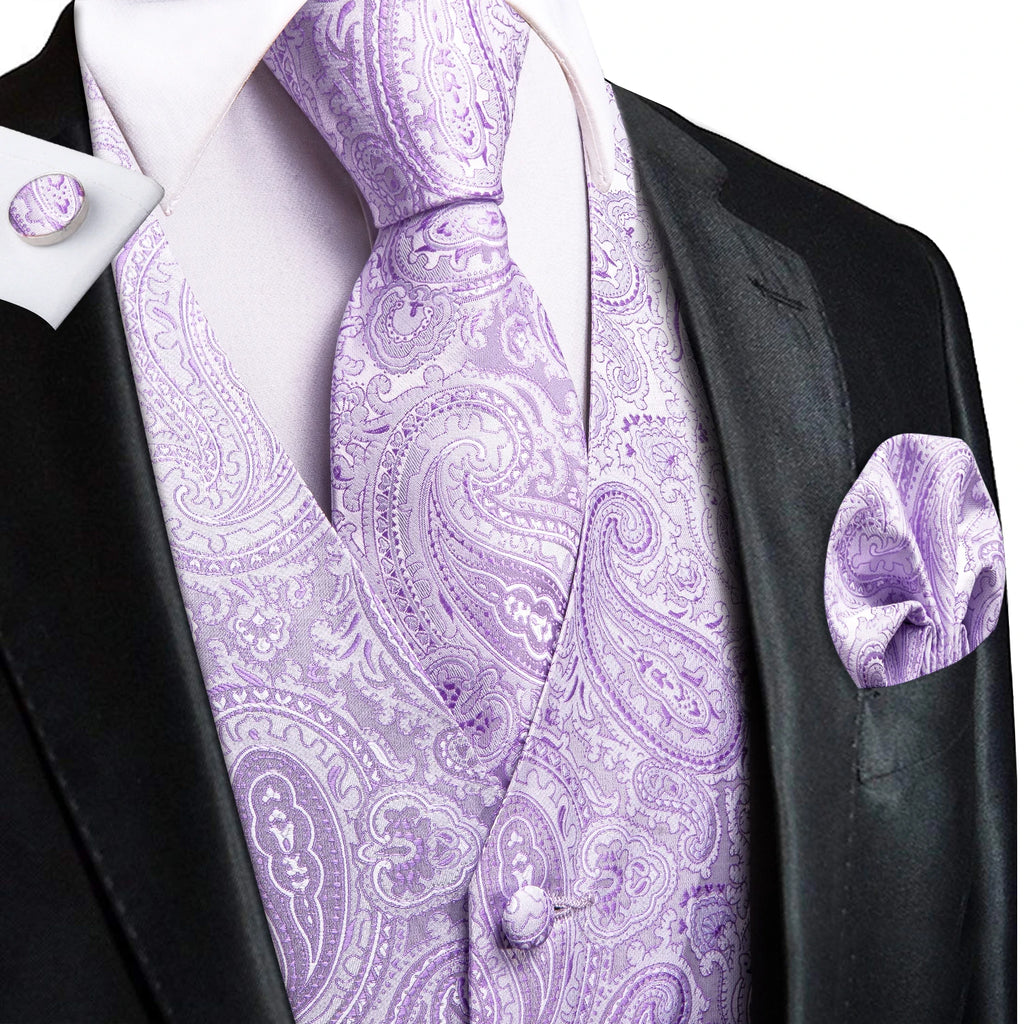 Hi-Tie Men's Silk Vests Fashion Dark Green Floral Jacquard Handkerchief Cufflinks Necktie Sleeveless Wistcoat Sets Wedding Party
