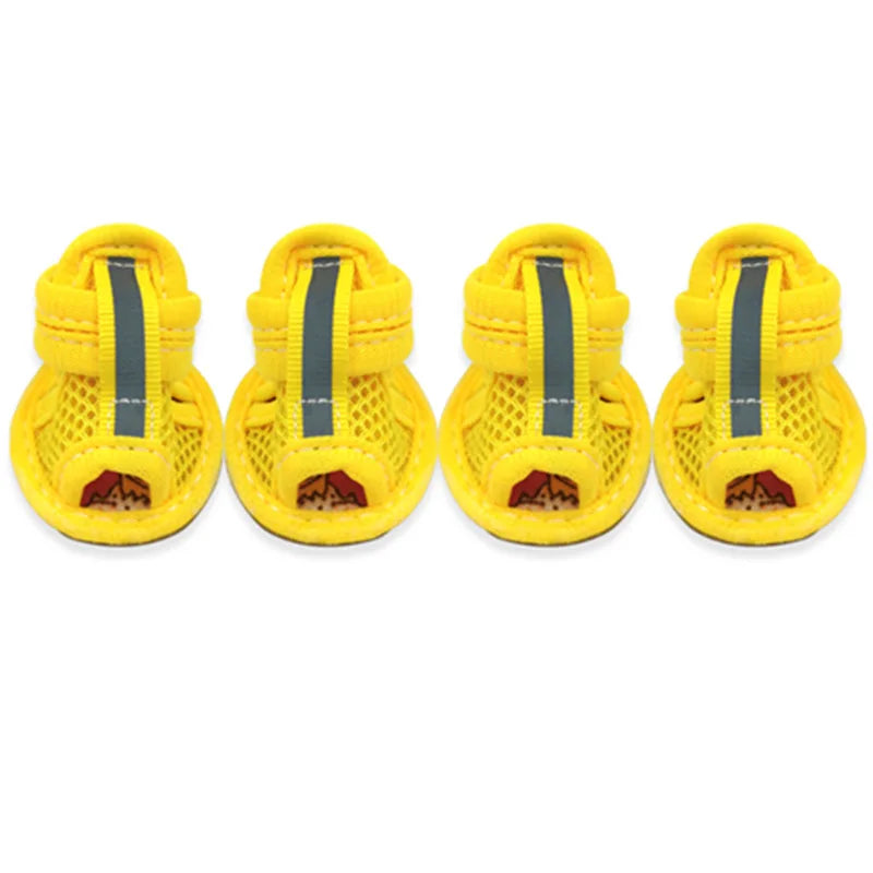 4PCS/set Pink Non-slip Summer Dog Shoes Breathable Sandals for Small Dogs Pet Dog Socks Sneakers for Dogs Puppy Cat Shoes Boots