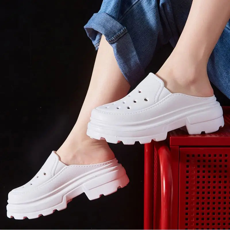 Kidmi Women Platform Slippers Summer Holes Clogs Sandals Fashion Thick Sole Sandals Outdoor Beach Slides Soft Cloud Garden Shoes