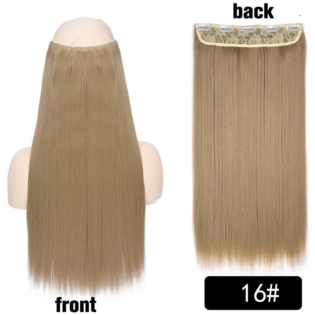 5 Clip-In Hair Extensions Long Straight One Piece Synthetic Heat-Resistant Fibre Hairpiece 22Inch Black Blonde Natural Hairstyle