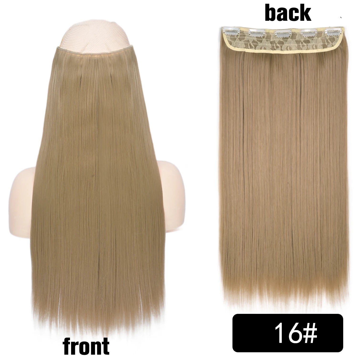 5 Clip-In Hair Extensions Long Straight One Piece Synthetic Heat-Resistant Fibre Hairpiece 22Inch Black Blonde Natural Hairstyle