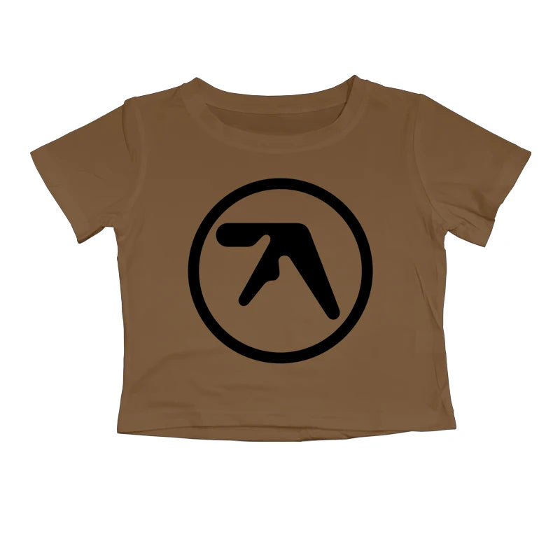 Punk Aphex Twin Print T-Shirt Crop Top Y2k