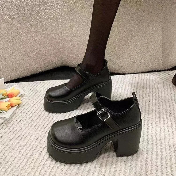 2024 Fashion White Platform Pumps for Women Super High Heels Buckle Strap  Shoes Woman Goth Thick Heeled Party Shoes Ladies