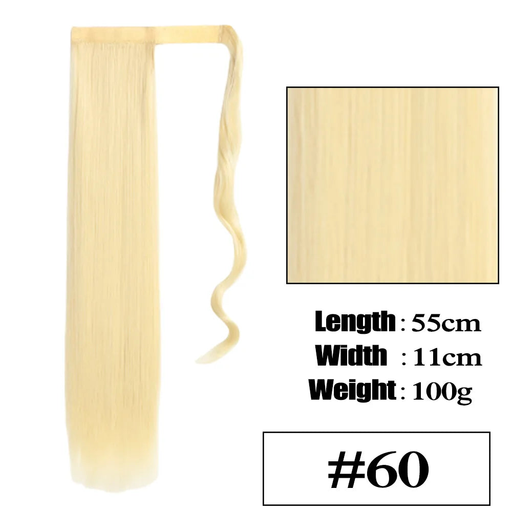 VIVIEIEI Ponytail Hair Extension 22 Inch 100g Natural Black Ponytail Extension Clip in Wrap Around Hair Extension Hairpieces