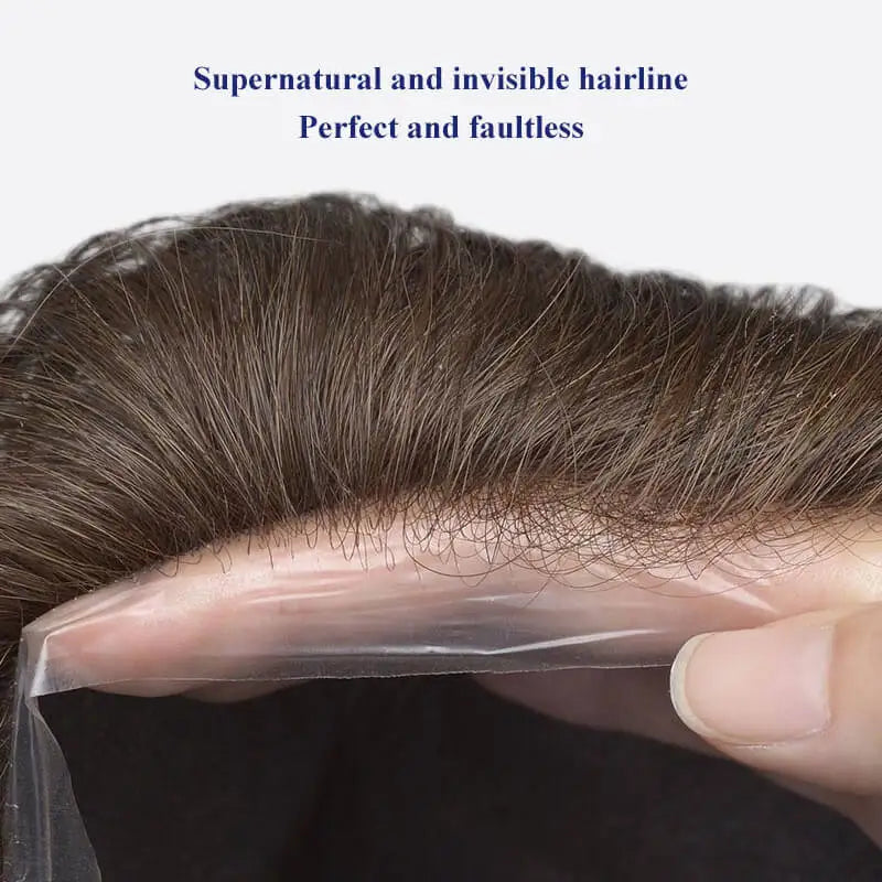 Permier Male Hair Prosthesis Ultra-Thin 0.03mm Skin Wigs for men 6" Men's capillary prothesis Toupee 100% Human Hair Men's Wig