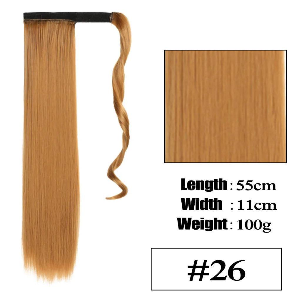 VIVIEIEI Ponytail Hair Extension 22 Inch 100g Natural Black Ponytail Extension Clip in Wrap Around Hair Extension Hairpieces