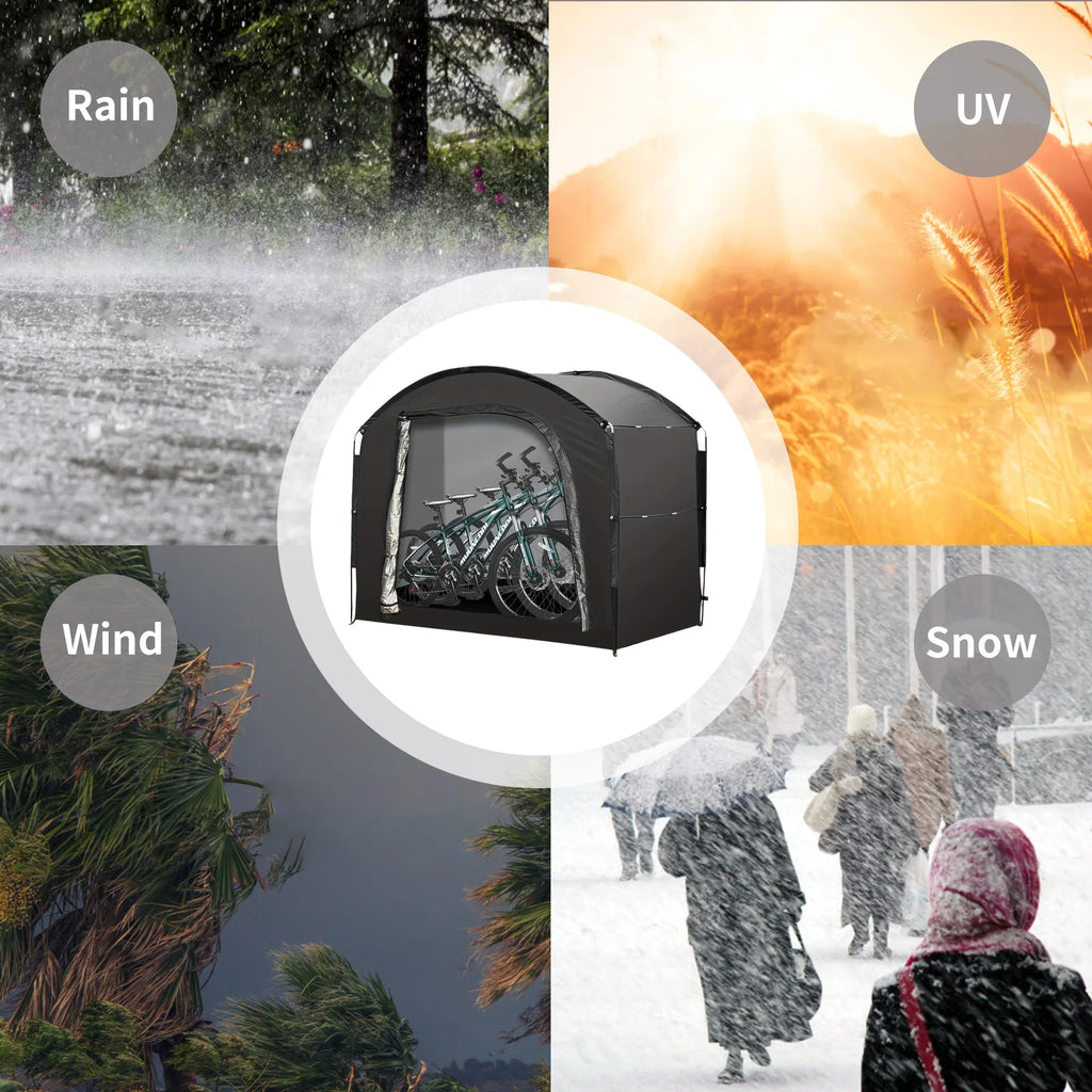 Bike Storage Shed Tent for 1-4 Bikes Portable Outdoor Bike Cover Bicycle Sunshade Covers Shelter Waterproof Durable Bike Tent