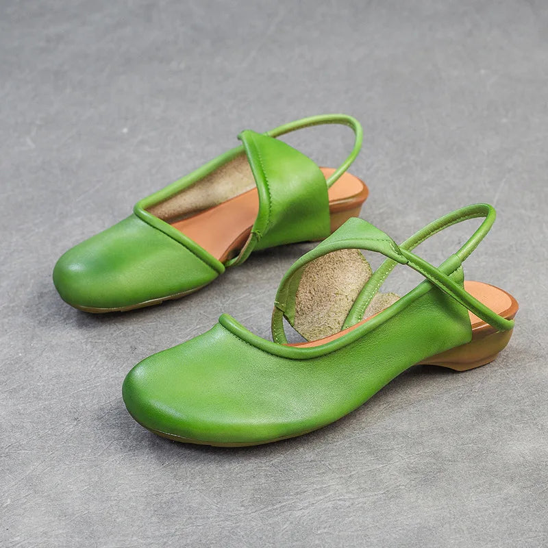Johnature 2025 Summer New Genuine Leather Round Toe Comfortable Low Heel Sandals Casual Versatile Women's Shoes