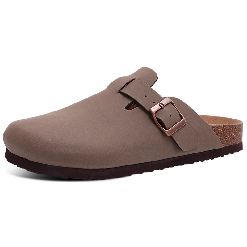 Kidmi Classic Cork Suede Slippers For Women Outdoor Cork Antiskid Men Mules New Women Cow Suede Clogs Shoes With Arch Support