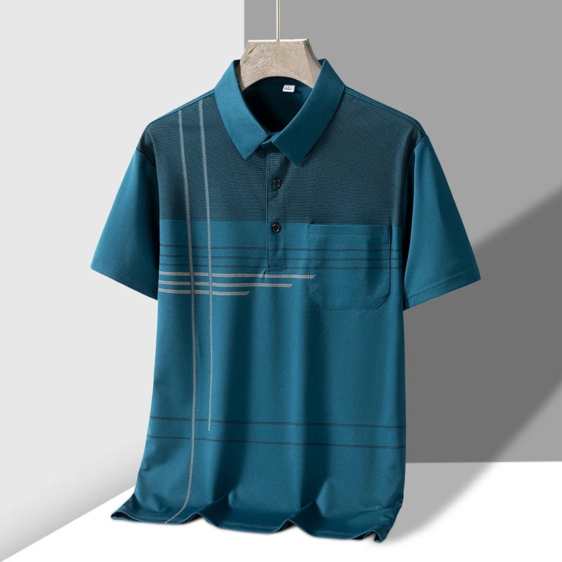 TFETTERS Summer Golf Wear Polo Shirt for Men Breathable Front Pocket Design Graphic Polo T-shirt Man New Collection 2025